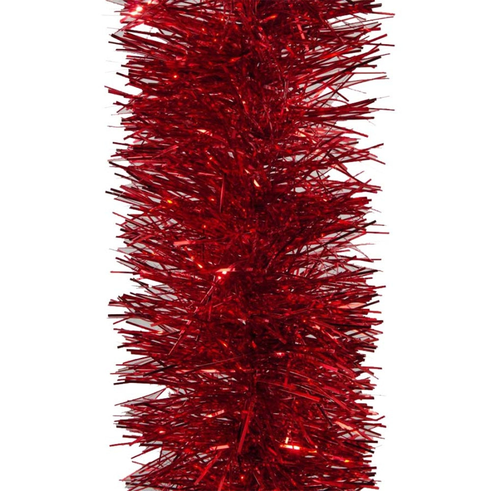 Decoris Tinsel Garland Shiny 10 x 270cm - Christmas Red