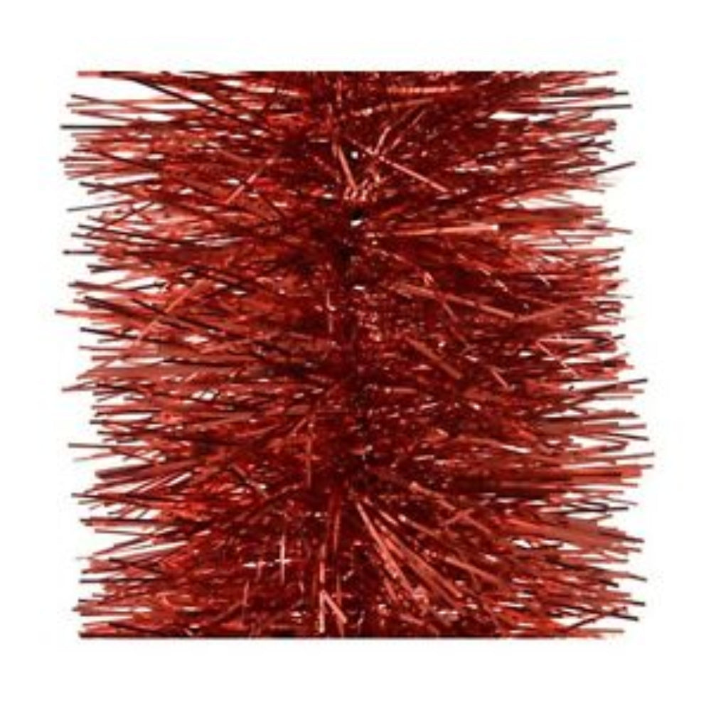 Decoris Tinsel Garland Shiny 20 x 270cm - Christmas Red