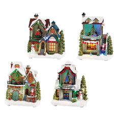 Lumineo BO Village Christmas House 14 x 9 x 20cm - 4 Assorted