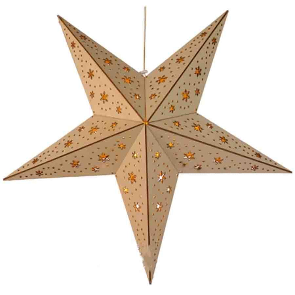 Lumineo BO Led Wooden Star 60cm - 2 Assorted