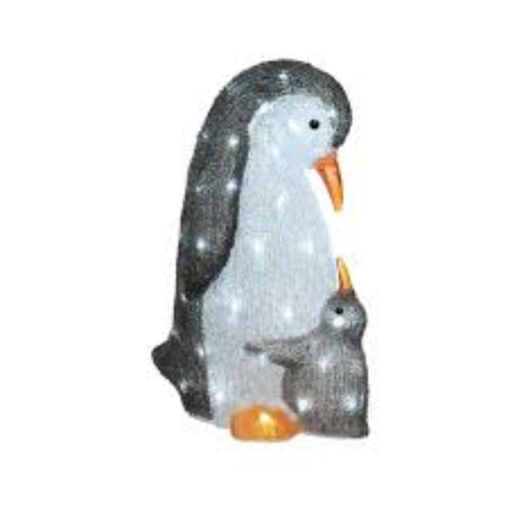 Lumineo 60 Led Acrylic Penguin with Baby 47cm - Cool White