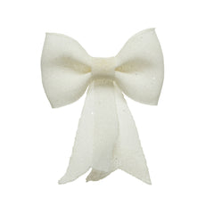 Decoris Hanging Plastic Bow with Glitter 30cm - White