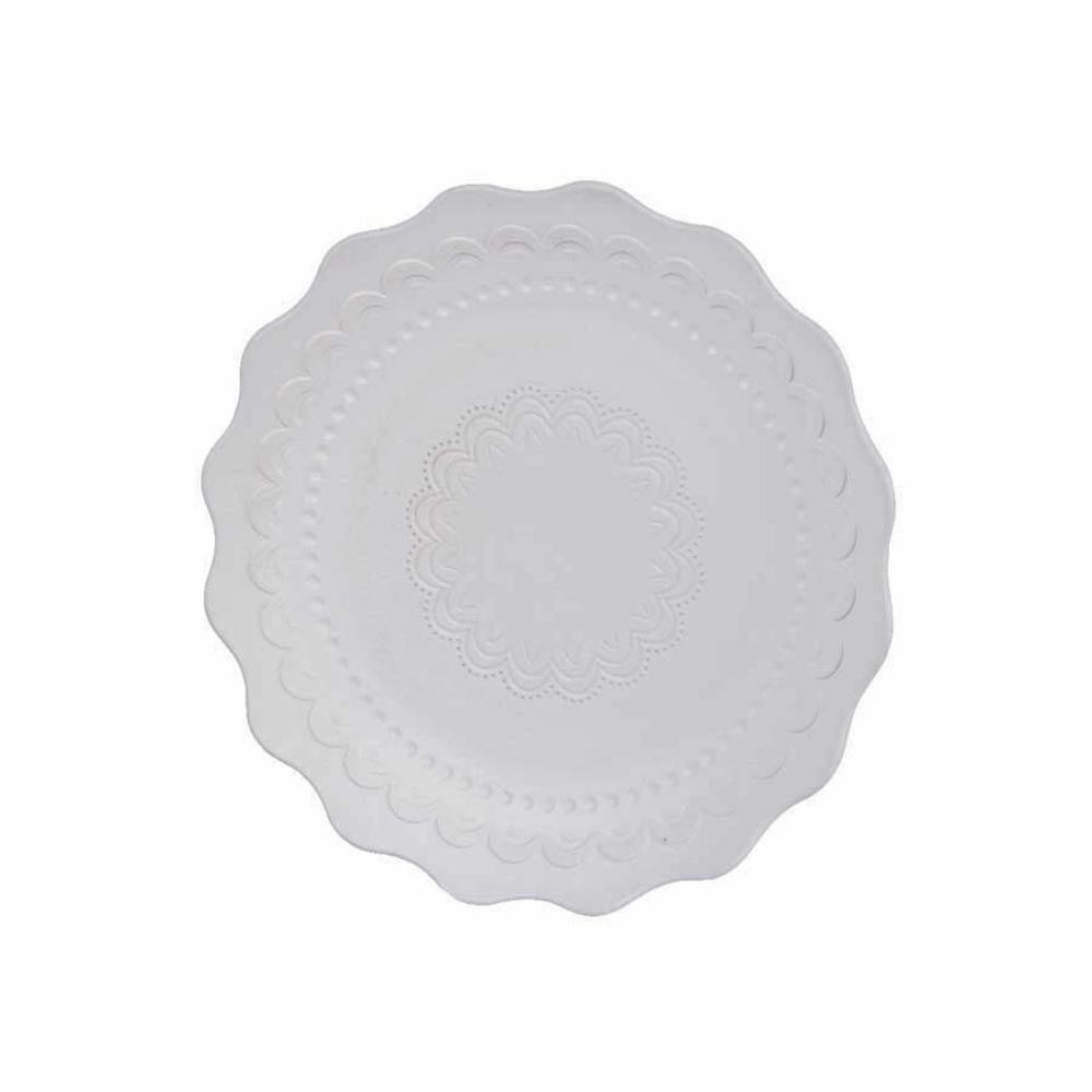 Decoris MDF Wooden Décor Plate with Carved Design 44cm - White