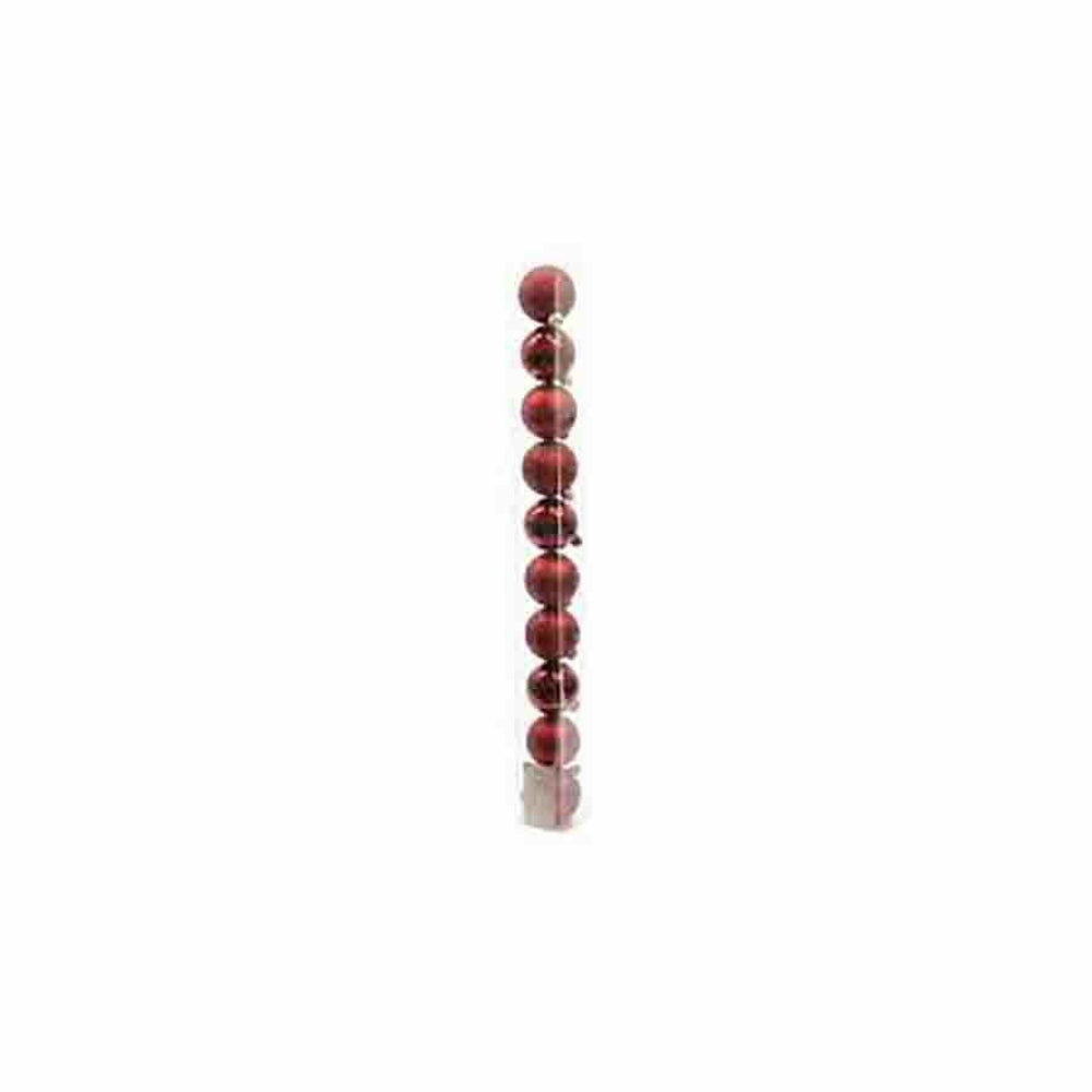 Decoris Shatterproof Baubles Box of 10 Pieces 6cm - Oxblood