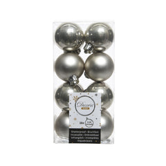 Decoris Shatterproof Baubles Box of 16 Pieces 4cm - Silver