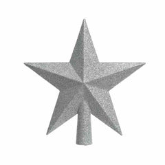 Decoris Shatterproof Star Tree Topper 20cm with Glitter - Silver