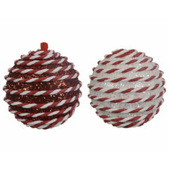 Decoris Hanging Foam Bauble with Candy Cane Design 8cm - 2 Assorted