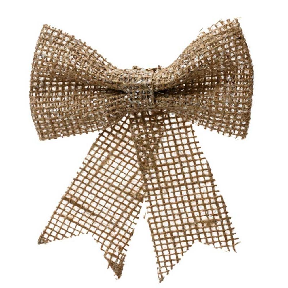 Decoris Jute Bow with Glitters 20 x 24cm - Natural