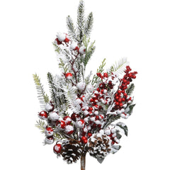 Everlands Frosted Red Berry Branch 50cm