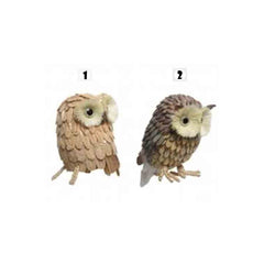 Decoris Willow Owl on Feet with Wooden Design (2 Assorted)