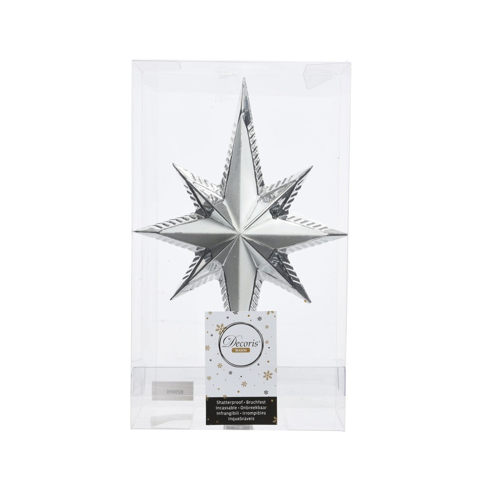 Decoris Shatterproof Peak Star Tree Topper 25.5cm - Silver