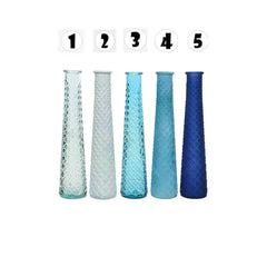 Decoris Recycled Glass Vase - 5 Assorted Shades of Blue