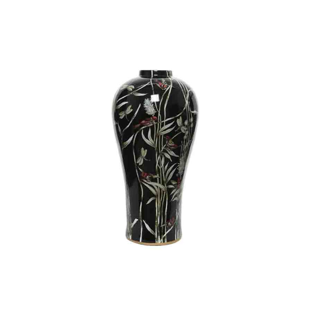 Decoris Porcelain Vase with Leaf Design 59cm - Black