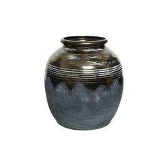 Decoris Stoneware Vase with Metallic Finish - Dark Blue