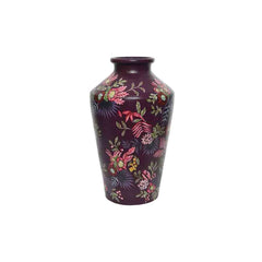 Decoris Terracotta Vase with Floral Design - Purple