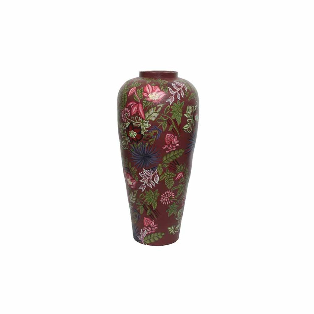 Decoris Terracotta Vase with Floral Design - Purple