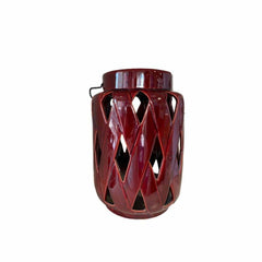 Decoris Ceramic Hurricane with Handle - Red
