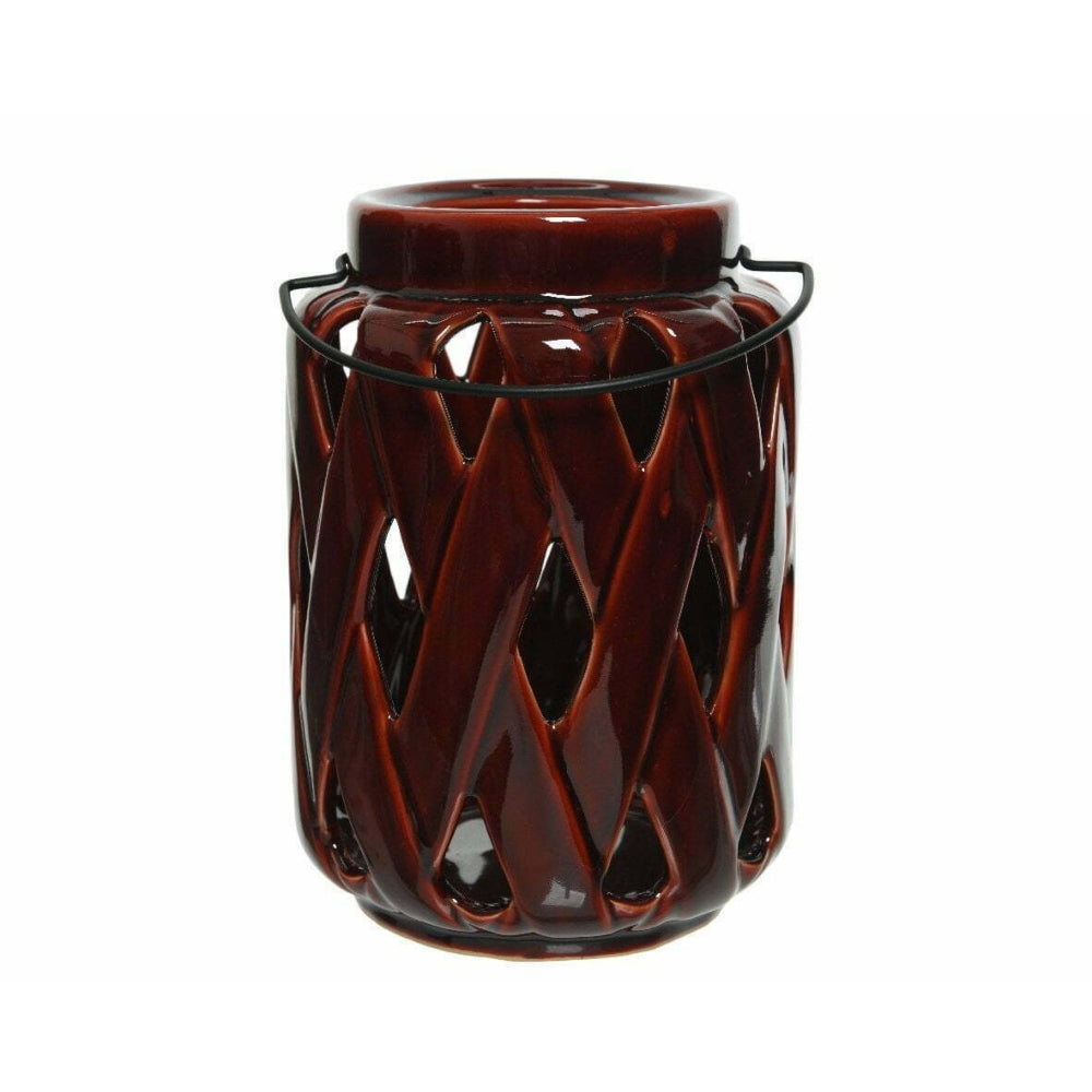 Decoris Ceramic Hurricane with Handle - Oxblood