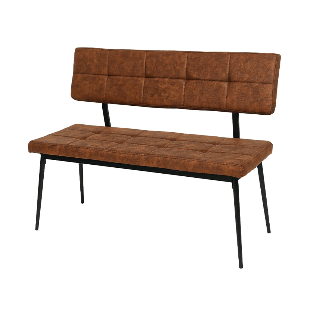 Decoris Velvet Quilted Bench with Black Legs - Rust