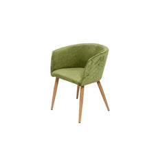 Decoris Velvet Dining Chair with Wooden Legs - Green