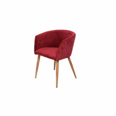 Decoris Velvet Dining Chair with Wooden Legs - Red