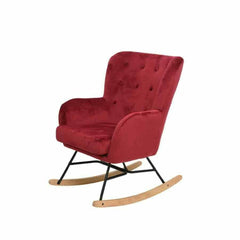 Decoris Velvet Rocking Chair - Red