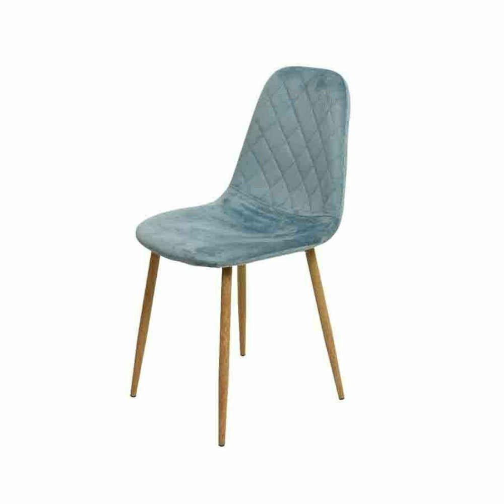 Decoris Velvet Chair with Plywood Legs - Light Blue