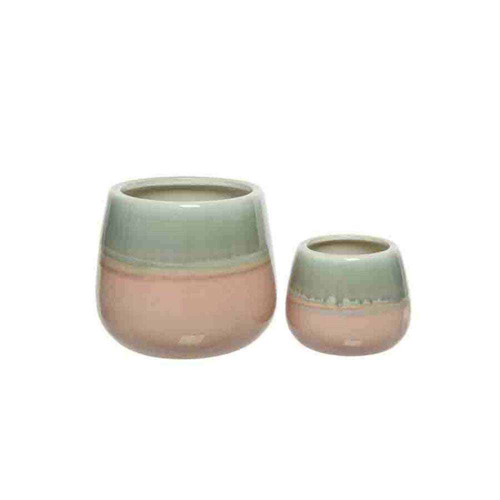 Decoris Stoneware Vase with Colour Flow - Pink and Grey