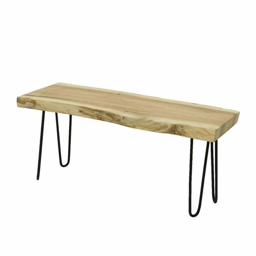 Decoris Suar Wood Bench with Metal Legs