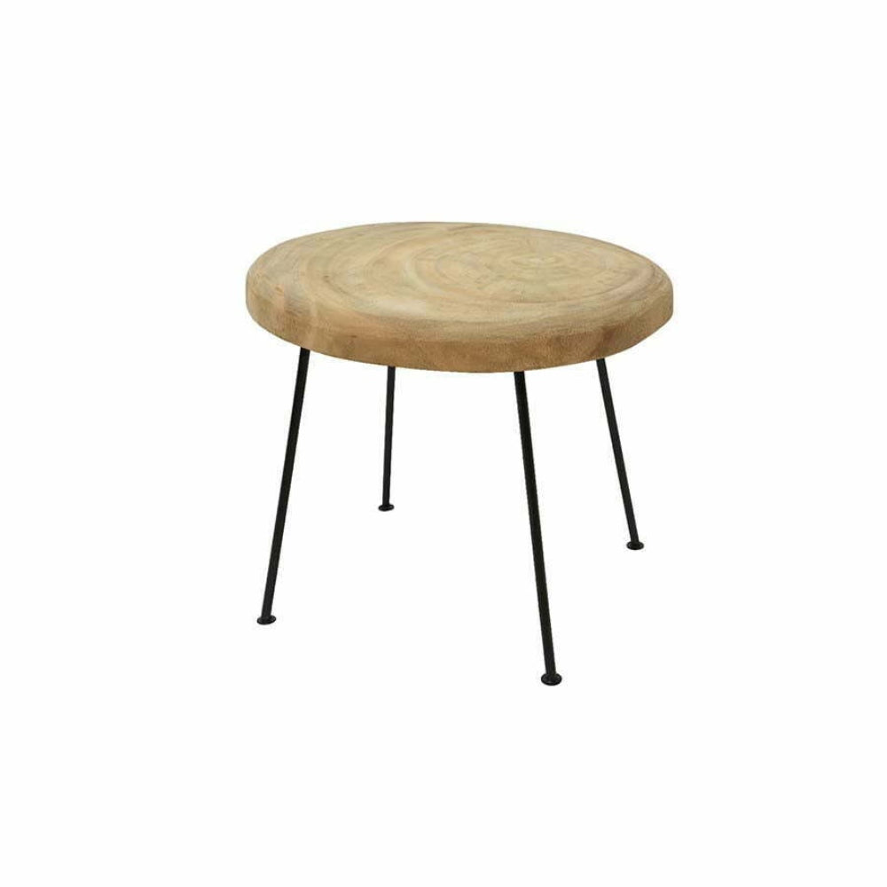 Decoris Suar Wood Side Table with Metal Legs