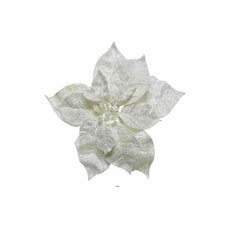 Everlands Clip-On Silk Poinsettia with Glitter 24cm - White
