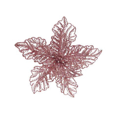 Everlands Clip-On Plastic Poinsettia with Glitter 23.5cm - Blush Pink