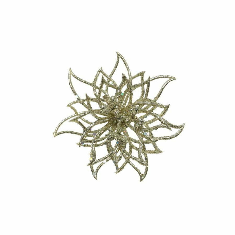 Everlands Clip-On Plastic Flower with Glitter 14cm - Champagne