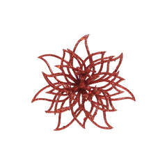 Everlands Clip-On Plastic Flower with Glitter 14cm - Red