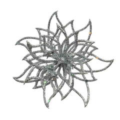 Everlands Clip-On Plastic Flower with Glitter 14cm - Silver