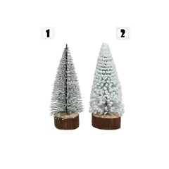 Decoris Mini Brush Tree with Wooden Base - 2 Assorted