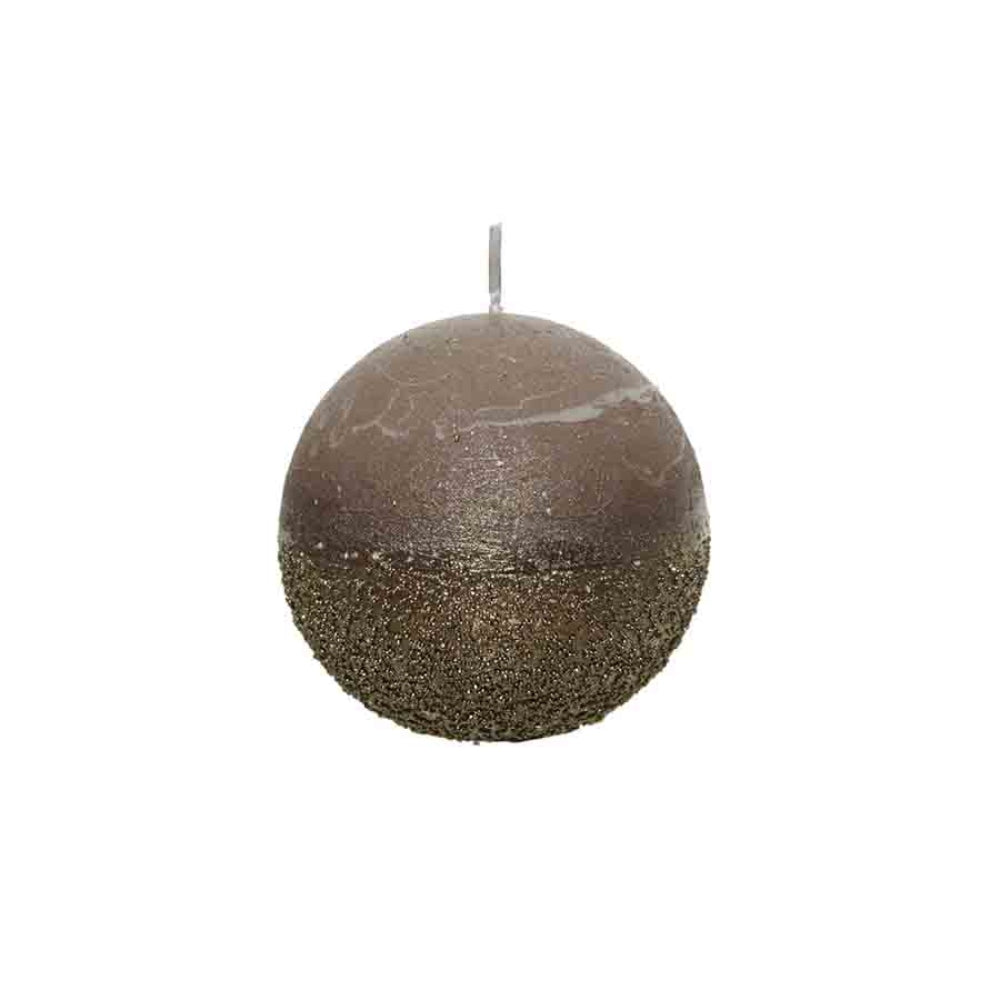 Kaemingk Wax Boll Candle With Glitter Brown 22X8cm