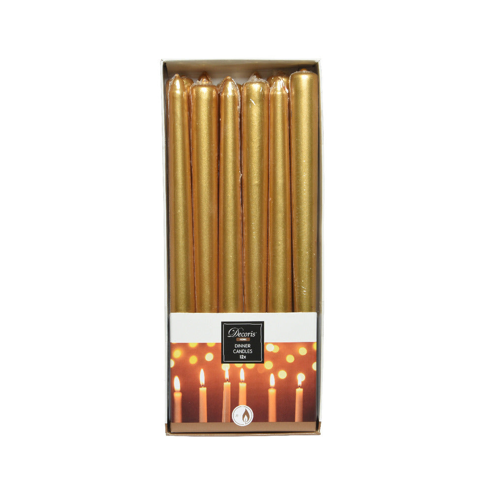 Decoris Dinner Wax Candle Box of 12 - Gold