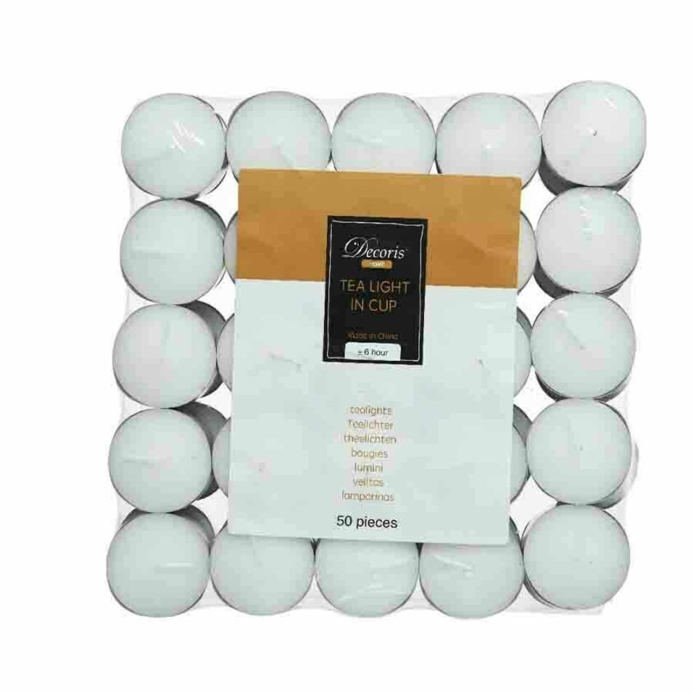 Decoris Tealight Candle Pack of 50 Pieces - White