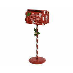 Decoris Zinc Mailbox on Stand 36.5 x 29.5 x 89cm - Red with White