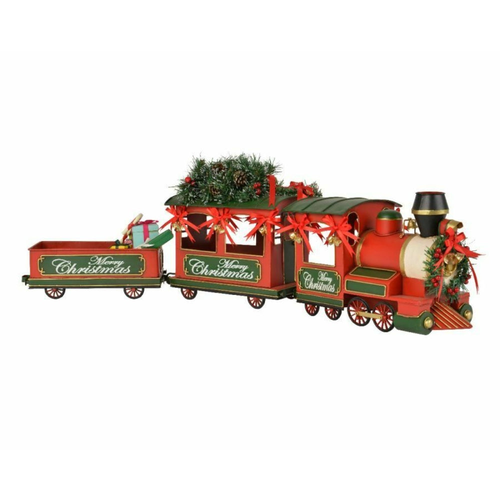 Decoris Iron Train with Tree and Gifts 92 x 30cm