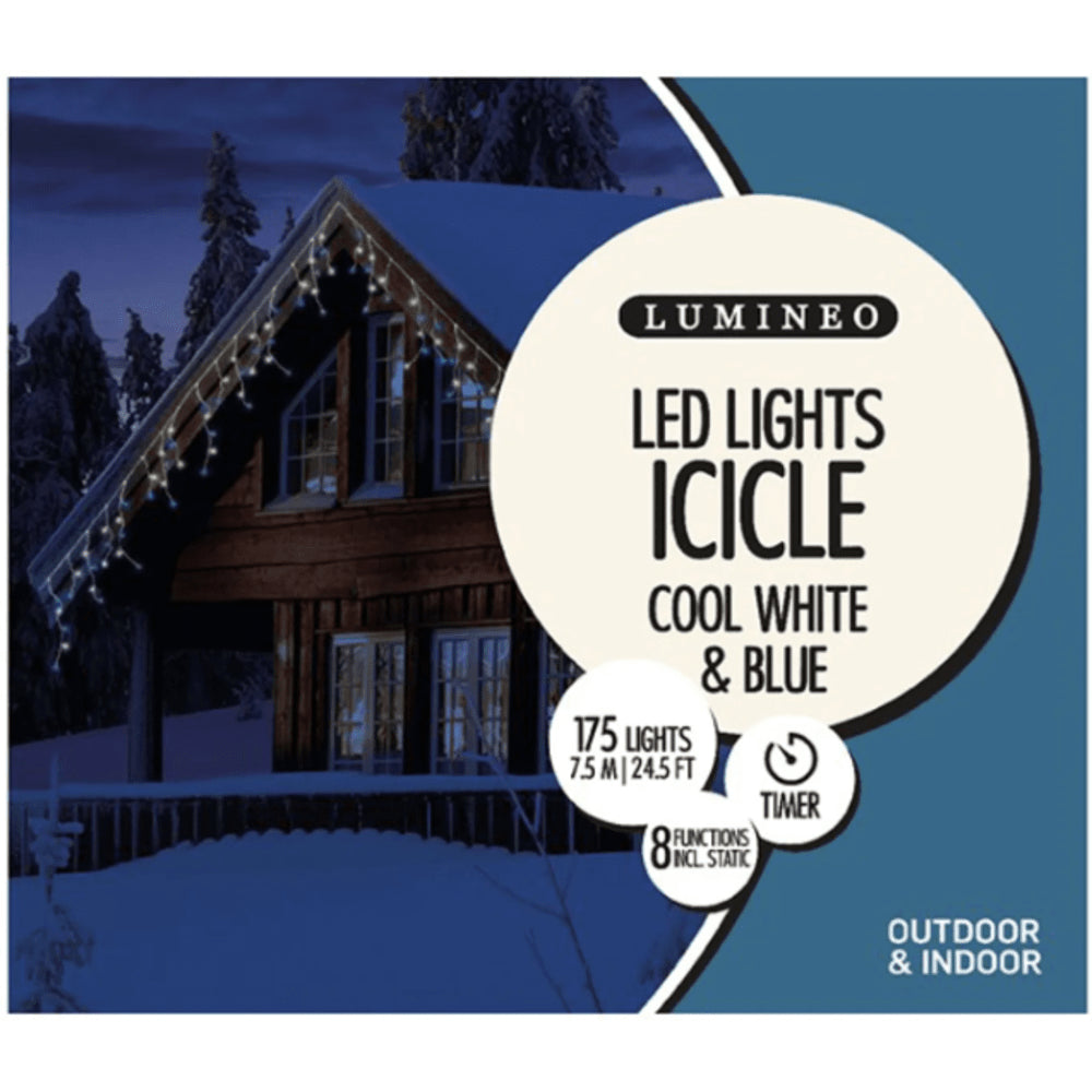 Lumineo Icicle 175 Led Lights 7.5m - Cool White/ Blue