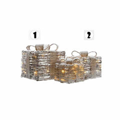 Lumineo BO Gift Box Set of 3 with Snow - Rattan