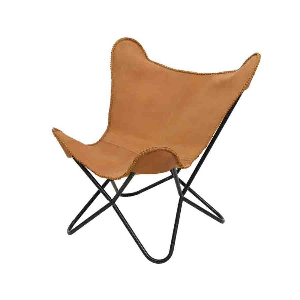 Decoris Genuine Leather Butterfly Chair - Rust