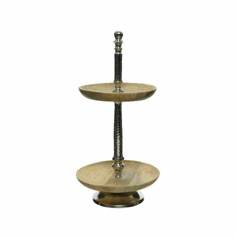 Decoris 2 Tier Mangowood Cake Stand