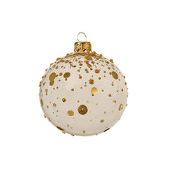 Decoris Glass Bauble with Gold Dots 10cm