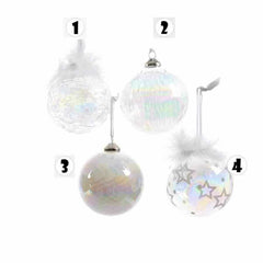 Decoris Glass Bauble with Feather 8cm - 4 Assorted Iris