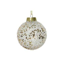 Decoris Shatterproof Bauble with Gold Glitter 8cm - Transparent