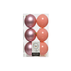 Decoris Shatterproof Baubles Box of 6 Pieces 8cm - Rose Bonbon