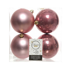 Decoris Shatterproof Baubles Box of 4 Pieces 10cm - Velvet Pink